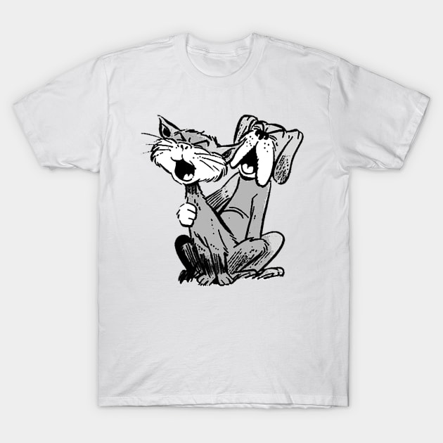 dog and cat singing T-Shirt by Marccelus